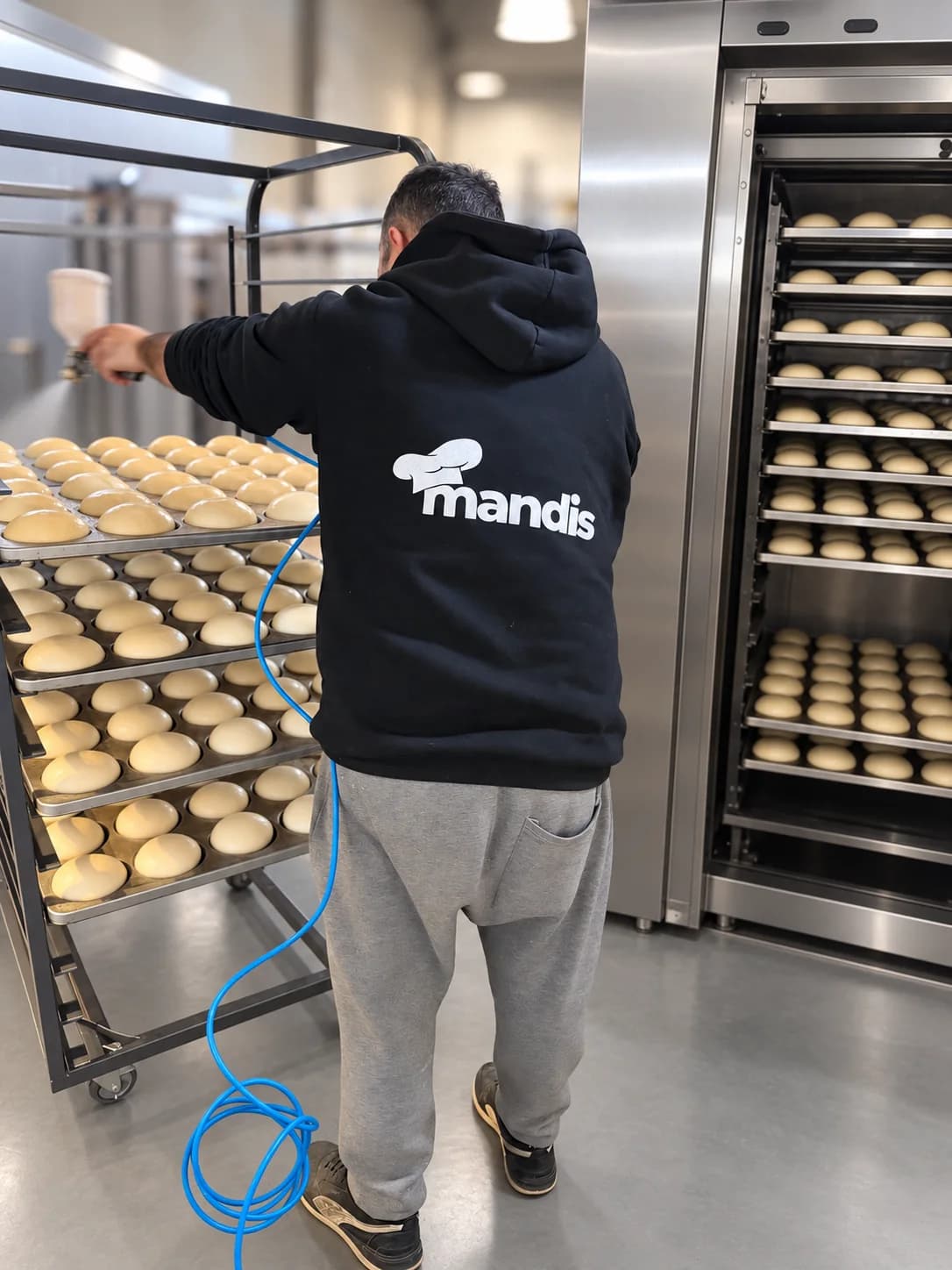 Producción de pan de papa Mandis para clientes mayoristas
